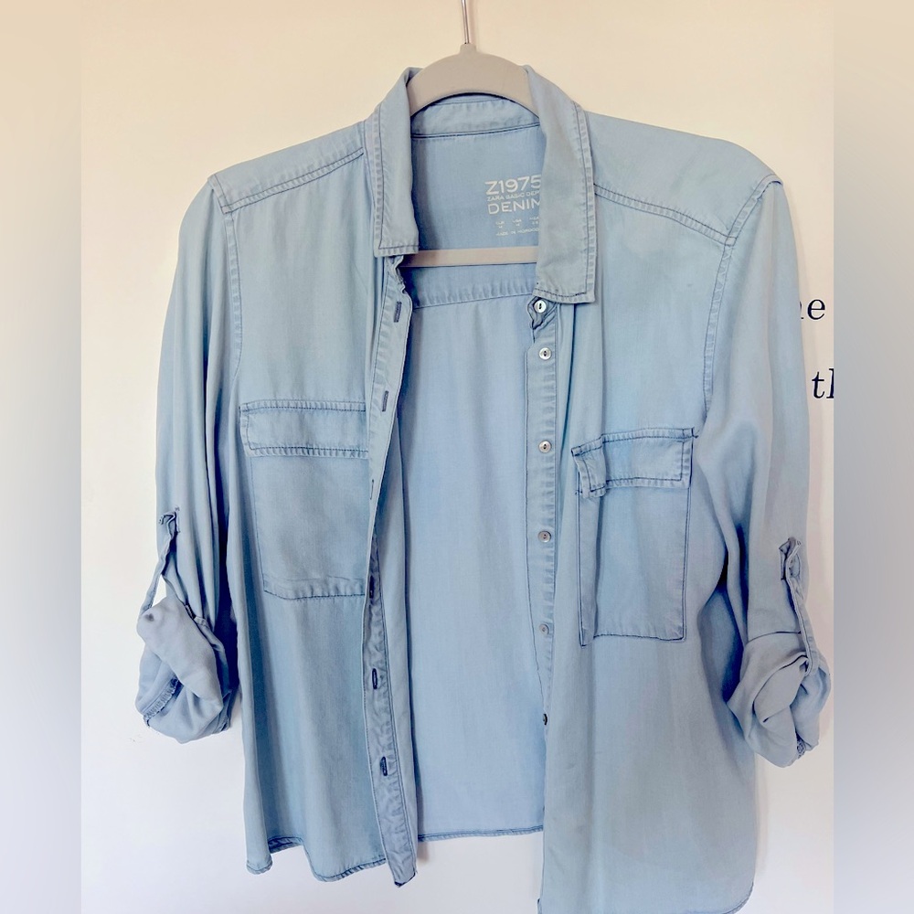 Zara silky denim shirt. Sz 28/M